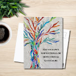 Inspirational Motivational Tree  Postcard<br><div class="desc">This decorative postcard features a mosaic tree in rainbow colours and space for you to add your own inspirational quote. Use the Customize Further option to change the text size, style or colour if you wish. Because we create our own artwork you won't find this exact image from other designers....</div>