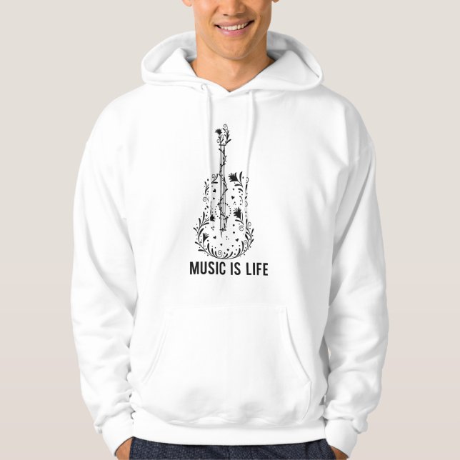 Inspirational “Music Is Life” Hoodie Design (Front)