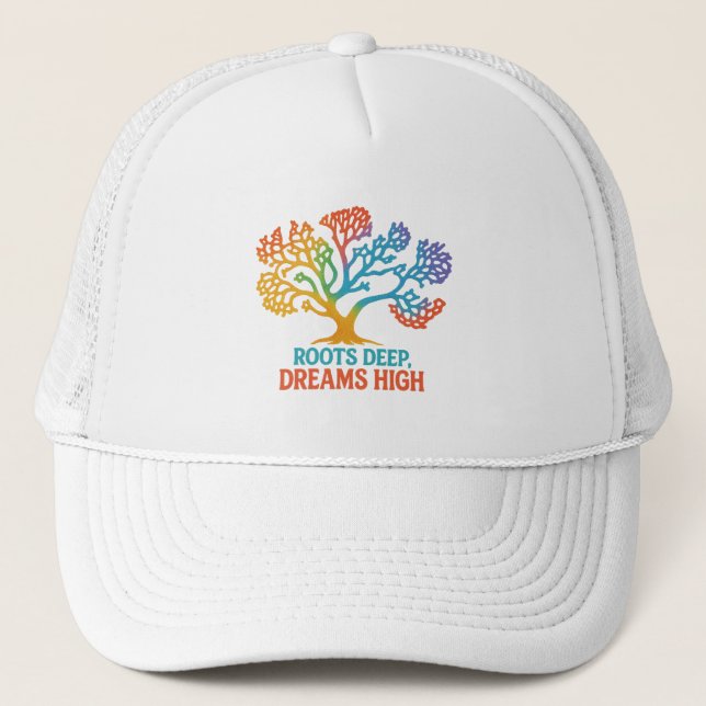 Inspirational Nature Art Rainbow Tree Cap (Front)