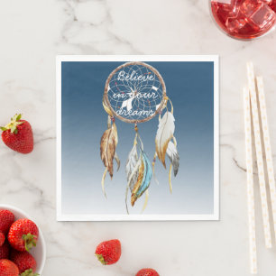 Inspirational Navy Blue Ombre Dream catcher Napkin