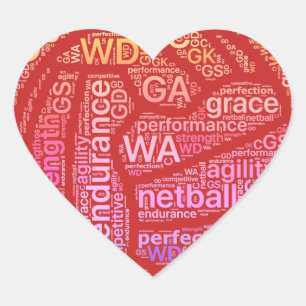 Inspirational Netball Positions Heart Design Heart Sticker