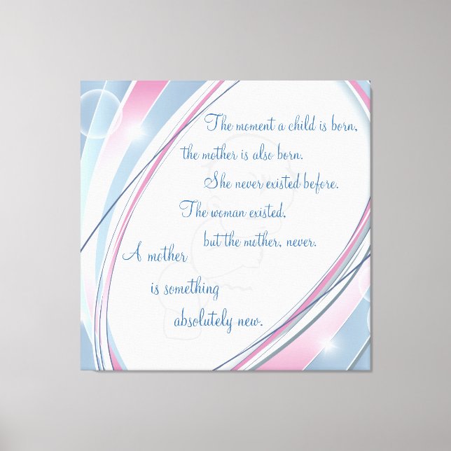 Inspirational New Mother Wrapped Canvas (Front)