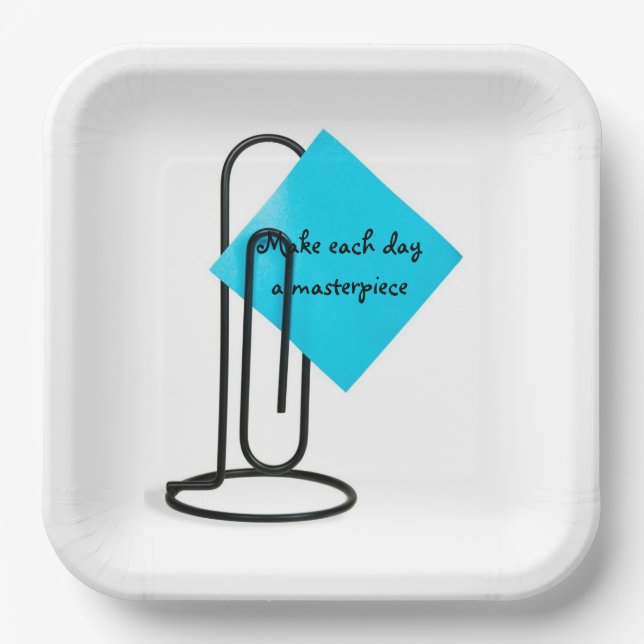 Inspirational Note On Giant Paper Clip Paper Plate (Front)