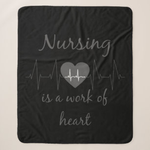 Inspirational Nursing a Work of Heart Quote Sherpa Blanket