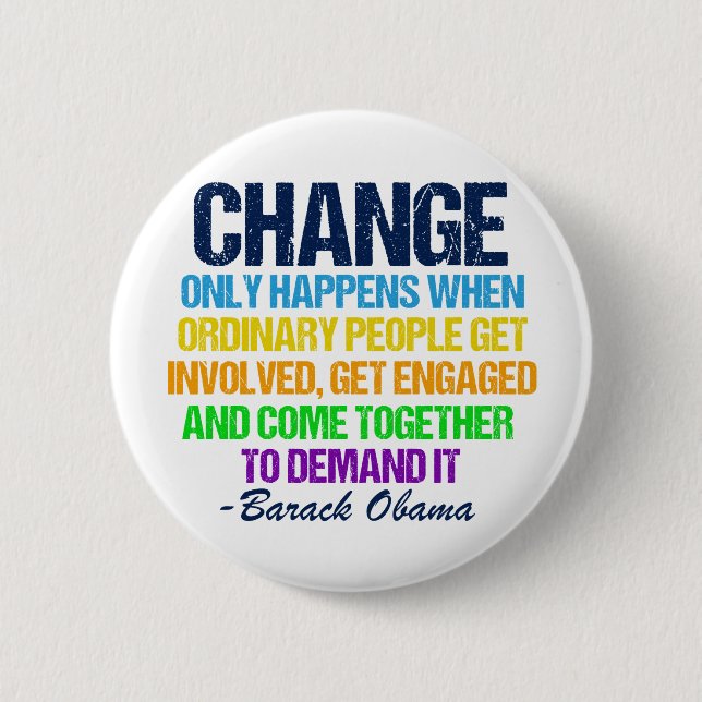 Inspirational Obama Quote Vote for Change 2 Inch Round Button (Front)