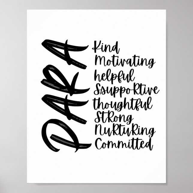 Inspirational Paraprofessional Affirmations Poster (Front)