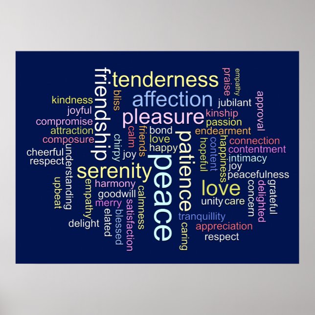 Inspirational Peace and Love Word Cloud Poster (Front)
