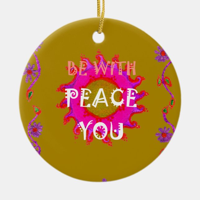 Inspirational Peace Be With You Vector Design Art Christmas Ornament (Front)