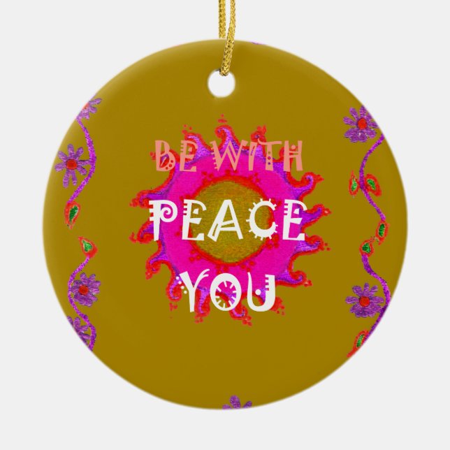 Inspirational Peace Be With You Vector Design Art Christmas Ornament (Front)