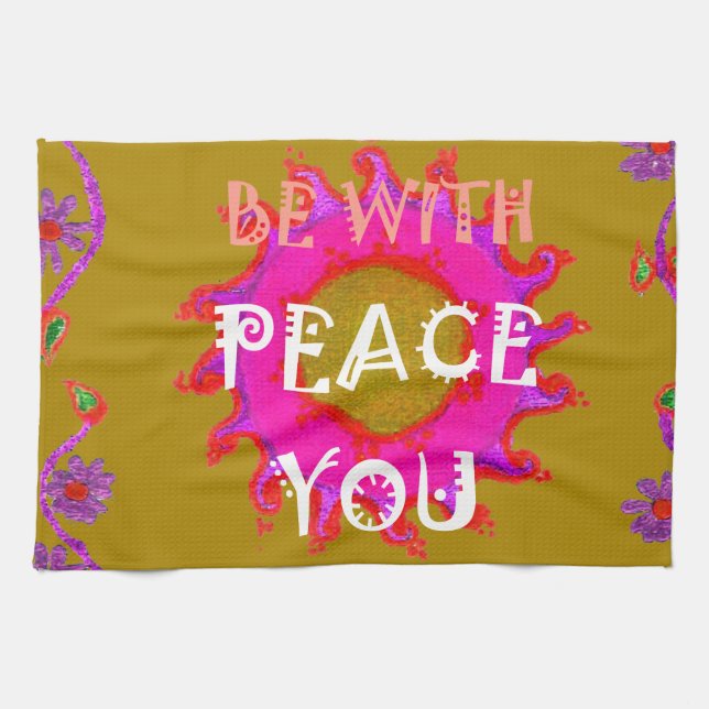 Inspirational Peace Be With You Vector Design Art Kitchen Towel (Horizontal)