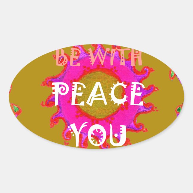 Inspirational Peace Be With You Vector Design Art Oval Sticker (Front)