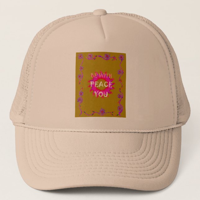 Inspirational Peace Be With You Vector Design Art Trucker Hat (Front)
