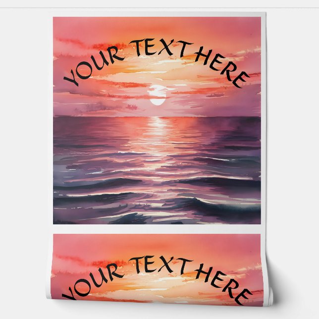 Inspirational Personalize Text Sunset Watercolor Wallpaper (Unrolling)