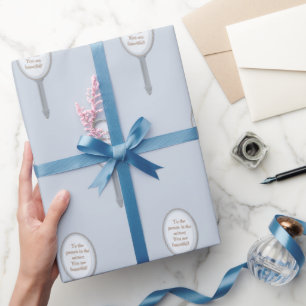 Inspirational Personalized Hand Mirror Grey Blue Wrapping Paper