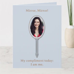 Inspirational Personalized Photo Hand Mirror Blue Card
