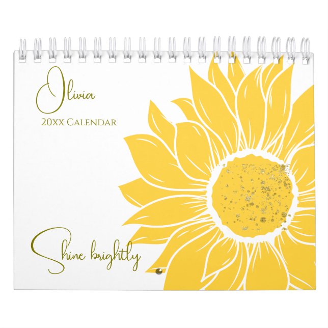 Inspirational personalized Shine Brightly Girl  Calendar (Cover)