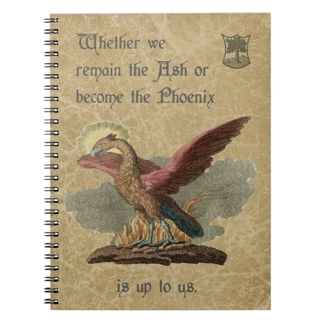 Inspirational Phoenix Quote Antique Parchment Notebook (Front)