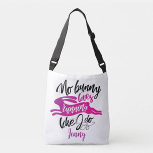 Inspirational Pink Bunny Run And Modern Script Crossbody Bag