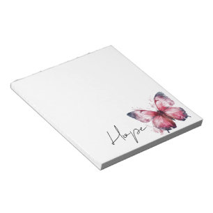 Inspirational Pink White Hope Butterfly Notepad