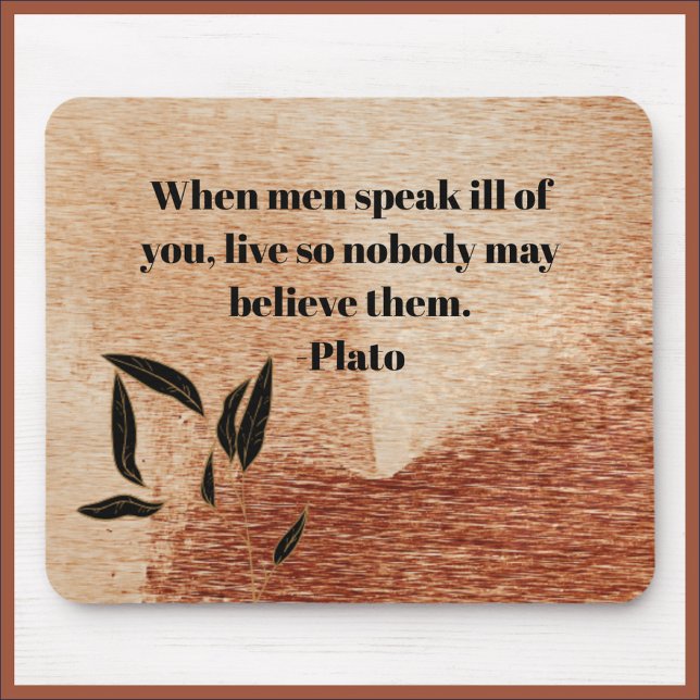 Inspirational Plato Quote Floral Accent Mousepad (Bookmark my store! https://www.zazzle.com/store/capricepetit)