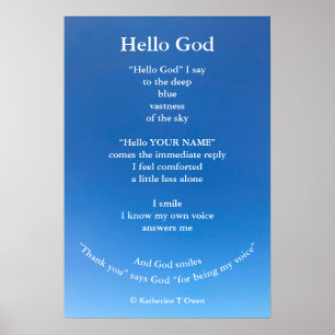 Inspirational Poem, Hello God, Spiritual Poster