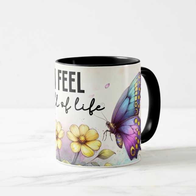 Inspirational/Positive Floral Quote Wrap  Mug (Front Right)
