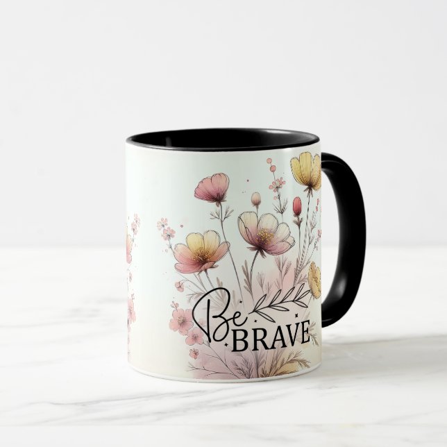 Inspirational/Positive Floral Quote Wrap  Mug (Front Right)