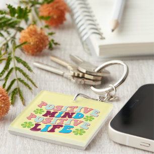 Inspirational Positive Mind Wordart Keychain