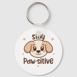 Inspirational Positive Puppy Message Keychain