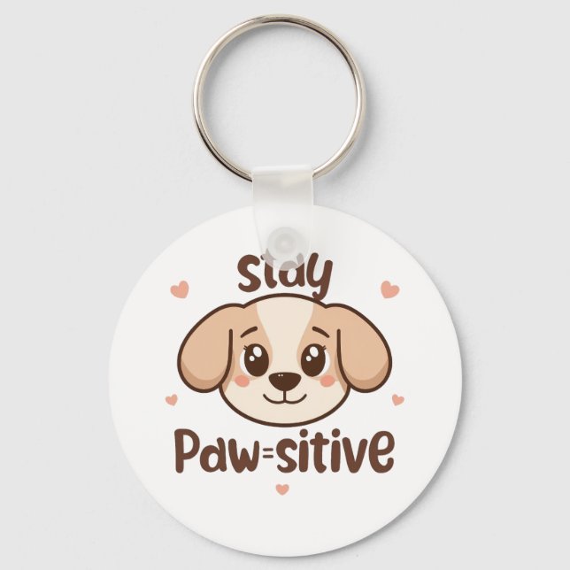 Inspirational Positive Puppy Message Keychain (Front)