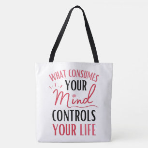 Inspirational Positive Thinking Quote Red Black Tote Bag