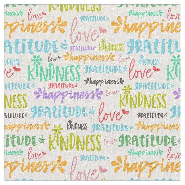 Inspirational Positive Word Pattern Fabric (Close Up)