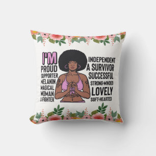 Inspirational Positive Words Affirmation Sista Bla Throw Pillow