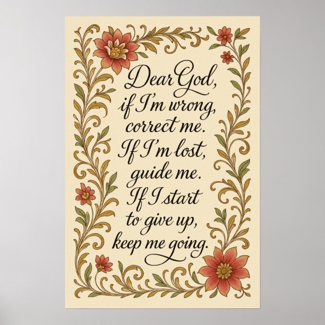 Inspirational Prayer Calligraphy Quote Art Poster (Front)