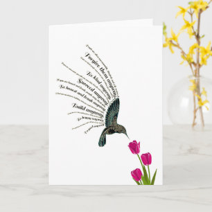 Inspirational prayer hummingbird tulips card