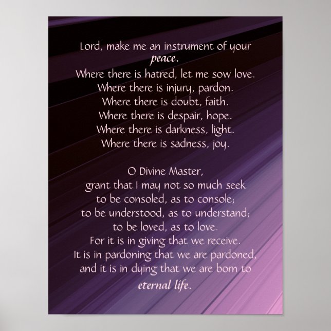 Inspirational Prayer of St Francis Poster (Front)