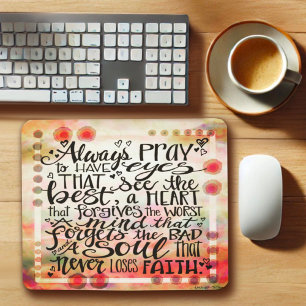 Inspirational Prayer Quote Pretty Colourful Mouse Pad