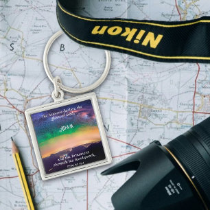Inspirational Psalm 19:1 Galaxy Sky Custom Name Keychain