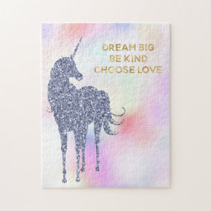 Inspirational Purple Glitter Unicorn Jigsaw Puzzle
