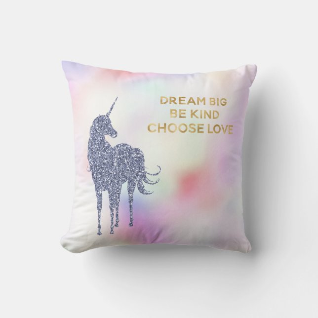 Inspirational Purple Glitter Unicorn    Throw Pillow (Front)