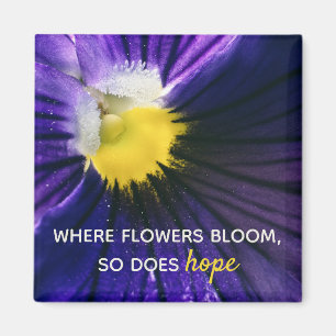 Inspirational purple pansy macro photograph modern magnet