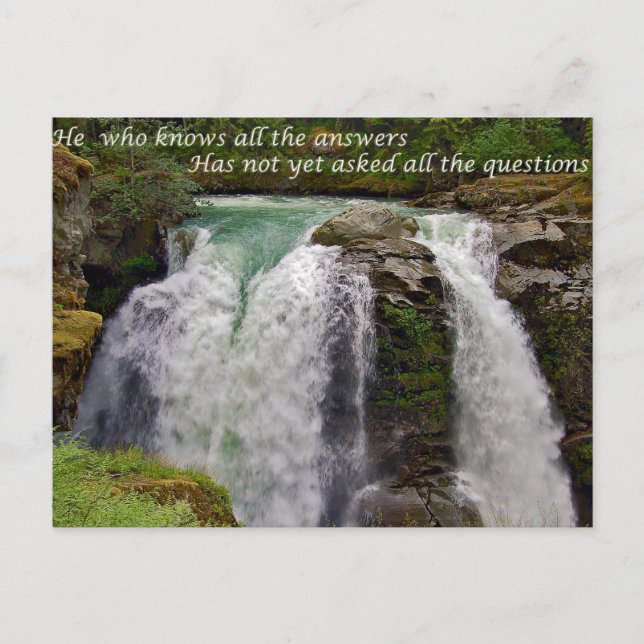 Inspirational quotation on waterfall postcard (Front)