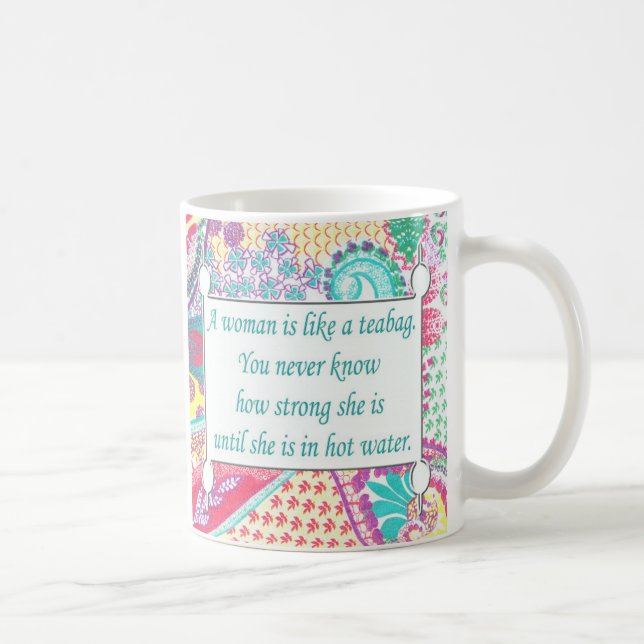 Inspirational Quote, A woman is like a teabag, Mug (Right)