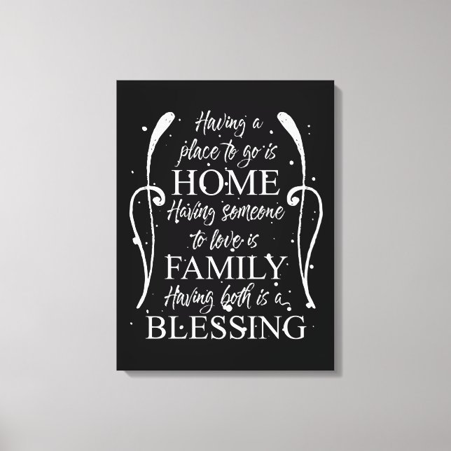 Inspirational Quote about Home - Family - Blessing Canvas Print (Front)