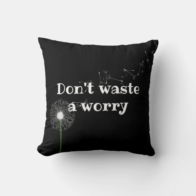 Inspirational Quote And Dandelion Throw Pillow (Front)