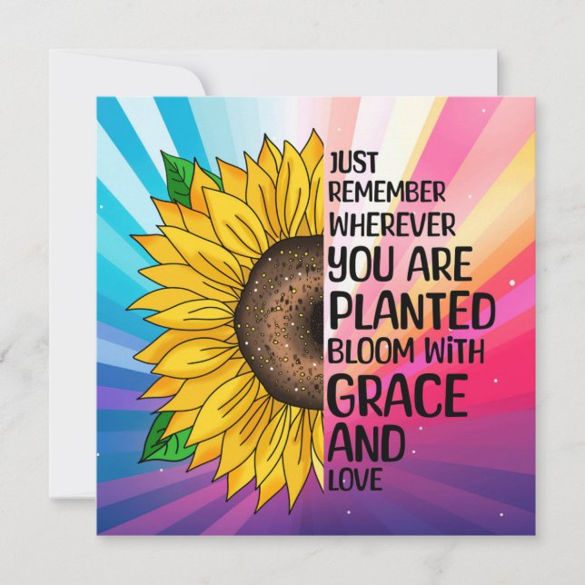 Inspirational Quote and Hand Drawn Sunflower (Front)