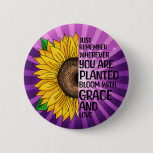 Inspirational Quote and Hand Drawn Sunflower 2 Inch Round Button