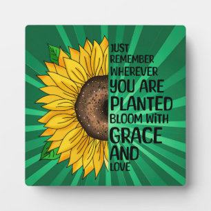 Inspirational Quote and Hand Drawn Sunflower Plaque