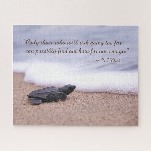 Inspirational Quote Baby Sea Turtle Sand Ocean Jigsaw Puzzle (Horizontal)