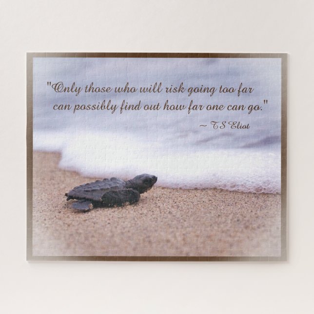Inspirational Quote Baby Sea Turtle Sand Ocean Jigsaw Puzzle (Horizontal)